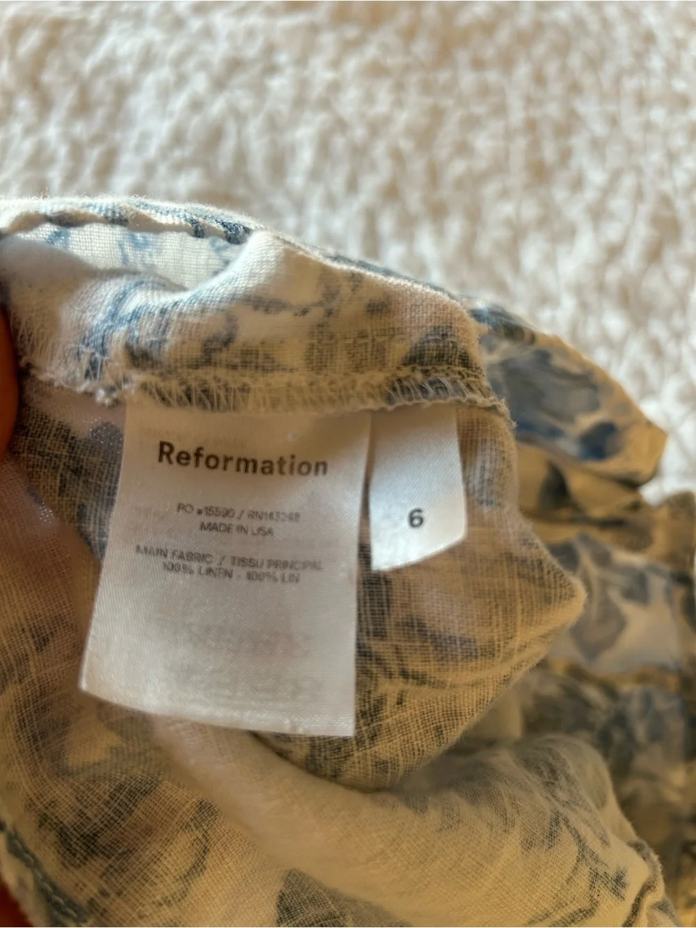 Reformation Aryn floral linen top sz6